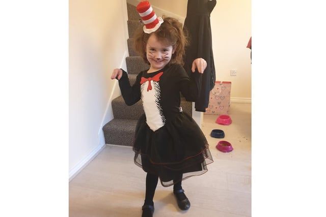 Ella-Rose Kunigiskis aged 5 as the Cat in the Hat