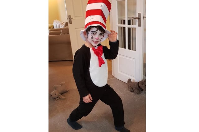 Hugo Emmanuel Pearce (6) ready to wow his class at Bawnmore Infant School dressed as the Cat in the Hat.