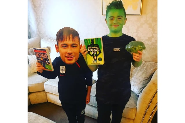 Declan Montgomery (11) went as Broccoli boy and Lennon Montgomery (8) went as Neymar.