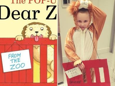 Seven-year-old Oliver Bailey from Kettering has dressed up as the first book he has read, Dear Zoo by Rod Campbell.