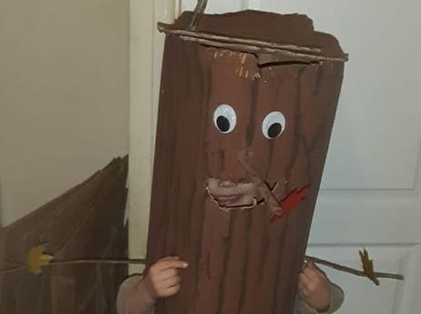 Four-year-old Logan from Corby has gone dressed as Stick Man