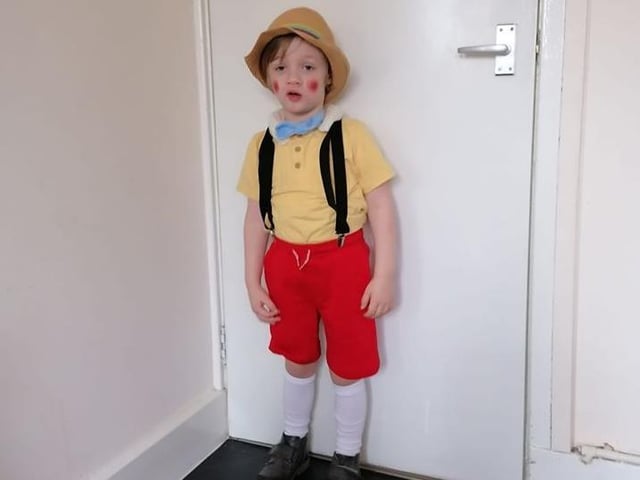 Here's three-year-old Casper from Wellingborough dressed as Pinocchio!