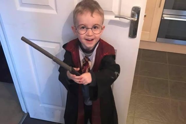 Fyn from Corby is off to nursery dressed as Harry Potter.