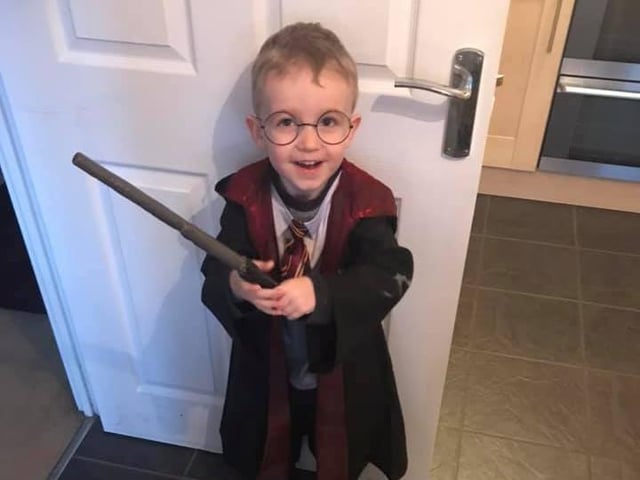 Fyn from Corby is off to nursery dressed as Harry Potter.