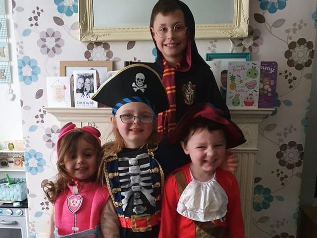 A great effort by these children from Kettering! They are dressed as characters from Pirates Love Underpants, Harry Potter and Paw Patrol with Cobie as Captain Hook.