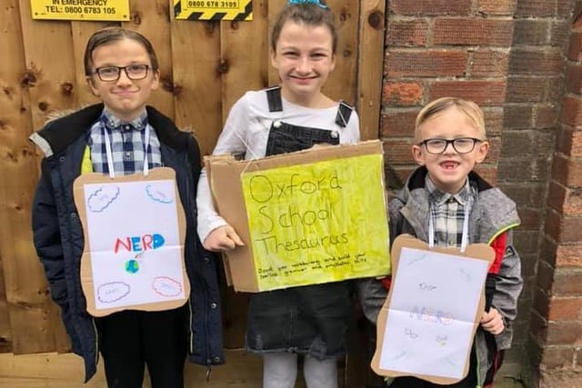 These three from Kettering are dressed as nerds and a Thesaurus.
