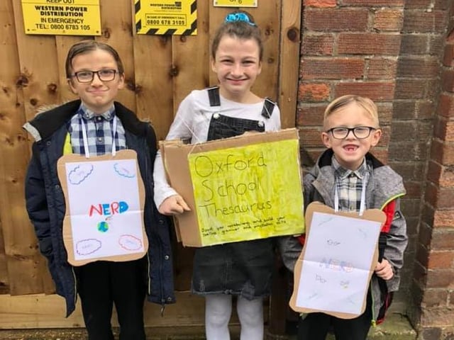 These three from Kettering are dressed as nerds and a Thesaurus.