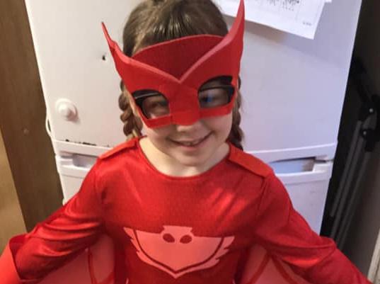 Here is Maycee from Rushden as Owlette.