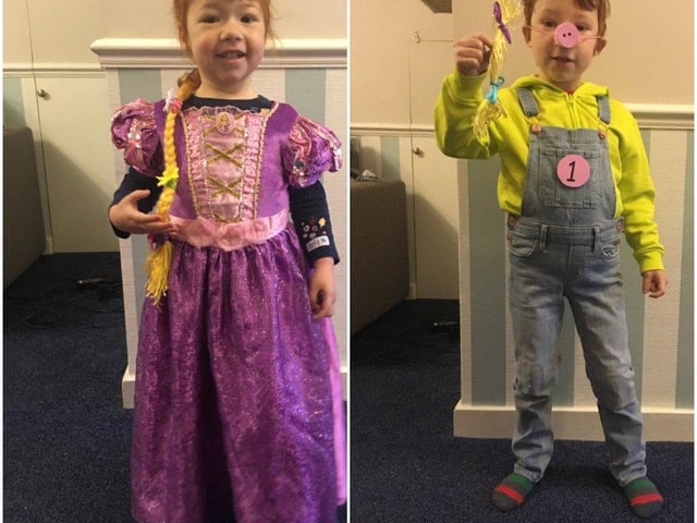 Anabelle, 3 from Big Teds Nursery as Rapunzel
and Benjamin, 5 from Sompting Village Primary School as The first little pig!