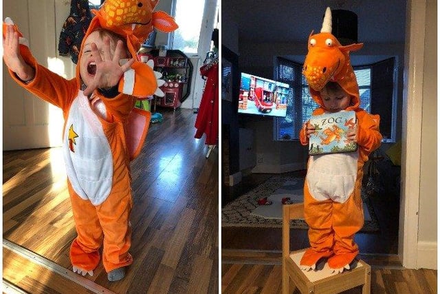 Max Gooding, 2, who goes to Home from Home Nursery dressed as Zog