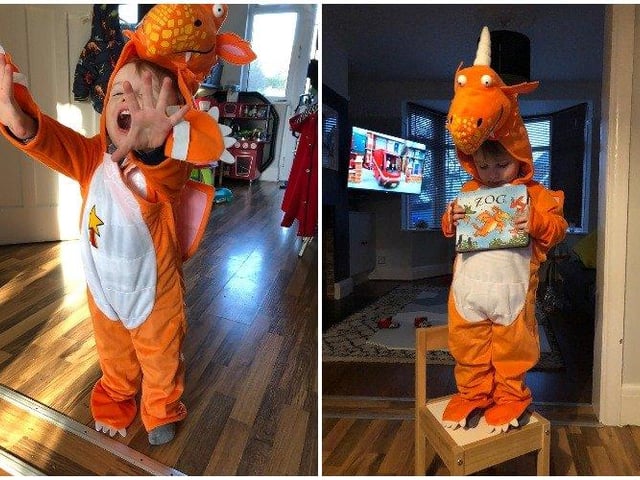 Max Gooding, 2, who goes to Home from Home Nursery dressed as Zog