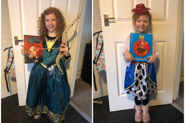 Sisters Lottie, 8 and Dulcie, 4 Goble as Merida from Brave and Jessie from Toystory, both attend Georgian Gardens School