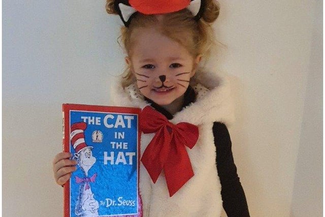 Daisy Mote, aged 3, from Charters Ancestors Nursery, as The Cat in the Hat