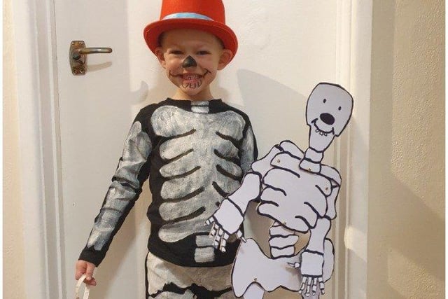 Jacob, aged 4, who attends King Offa Primary Academy, dressed up as The Big Skeleton from Funny Bones