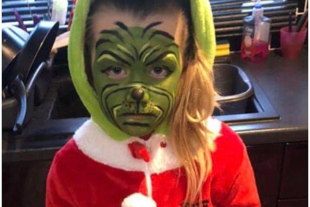 Summer-Lily Taylor, aged 6, from Silverdale Academy, as The Grinch