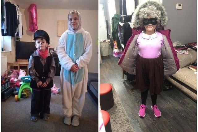 Lucas as Bert from Mary Poppins and Abbie as a unicorn, both from Lewes, and Maddie Packham, aged 10, St. Peters Church of England Primary School, Chailey