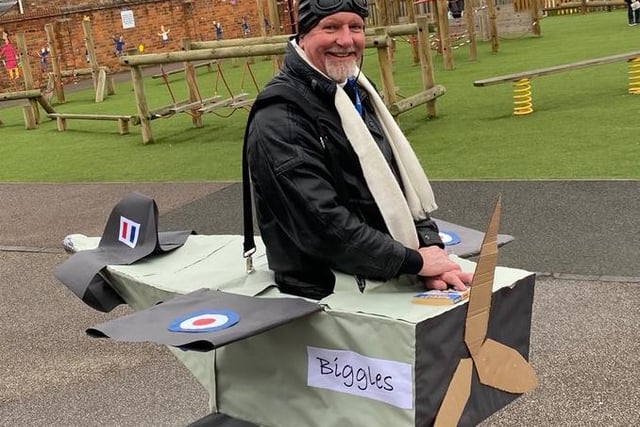 Mr Balmbra, Head of Primary, dressed as Biggles