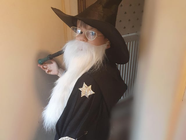 Lucy Jackson and her son Jacob created a wizard costume for him to wear as Cedar Road Primary School had a 'vocabulary parade' for World Book Day, where the children choose a word and then dress up in a costume representing that word - Jacob chose 'magical'