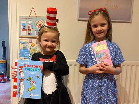 Tina Jones' daughters Lilly, six, and Sophie, four, both from Wootton Park School, as Matilda and The Cat in the Hat