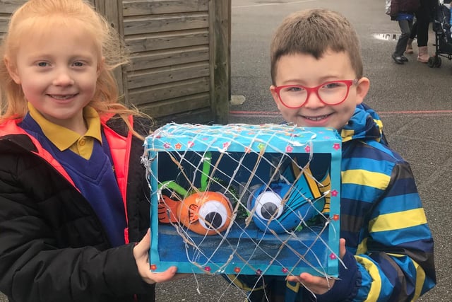 Instead of dressing up, Promise Twiselton and Toby Cardall's school asked pupils to decorate potatoes with their favourite characters, so they went for Nemo and Dory from Finding Nemo