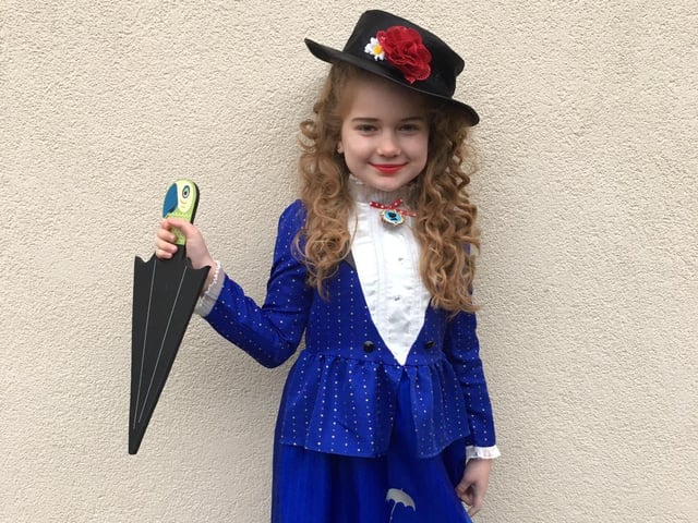Kerry Botterill's daughter Courtney, seven, as Mary Poppins
