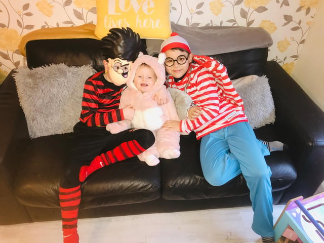 Natasha Allen's children Tommy as Dennis the Menace, Sienna as Baby Bear and Kayden as Wally