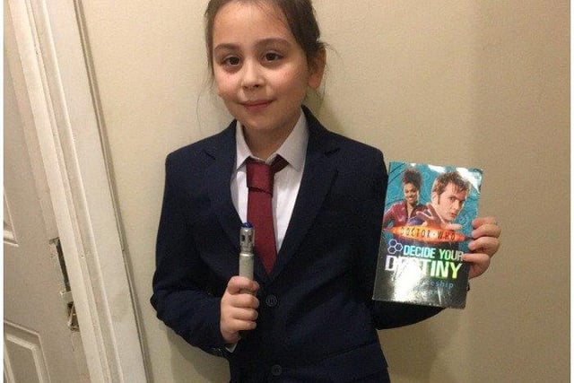 9 year old Brooke Lyons as The Timelord, Doctor Who. She attends Ark Castledown Primary Academy