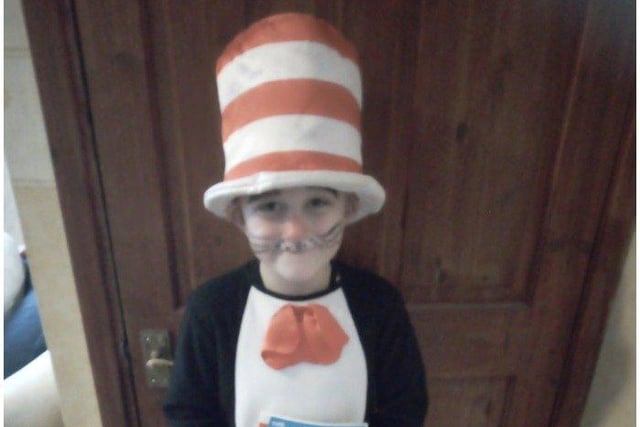 Luke from Ore Village Primary School dressed as The Cat in the Hat