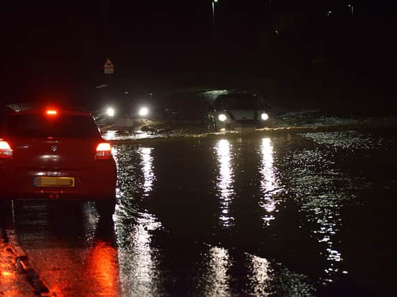 Flooding closed the A271 near Hailsham