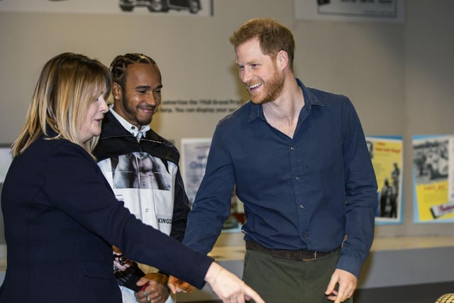 Prince Harry and Lewis Hamilton are shown around The Silverstone Experience