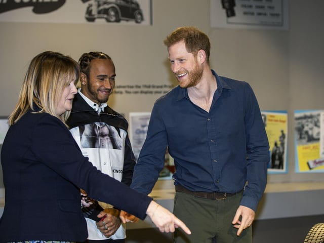 Prince Harry and Lewis Hamilton are shown around The Silverstone Experience