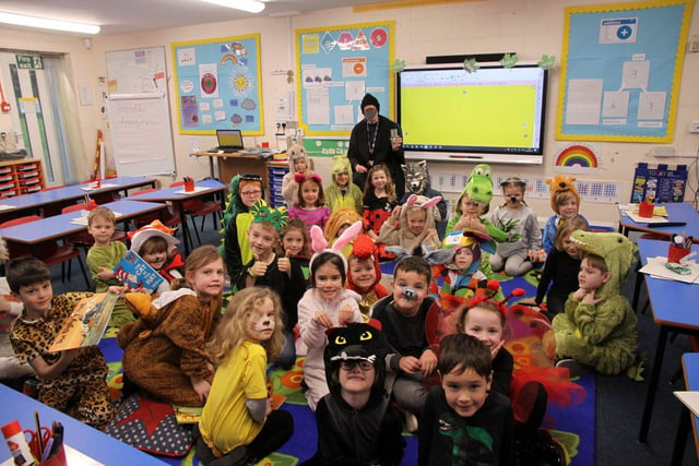 Pupils from Rocks Park Primary School in their World Book Day costumes