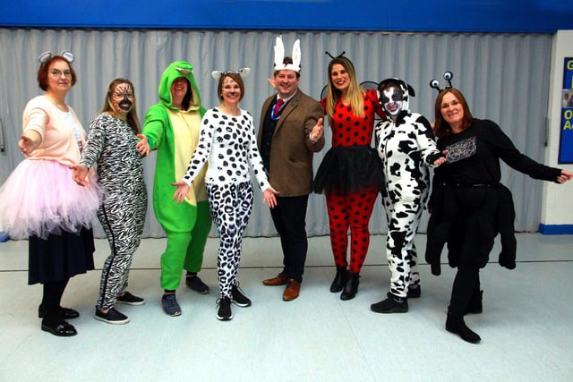 Staff at Rocks Park Primary School in their World Book Day costumes