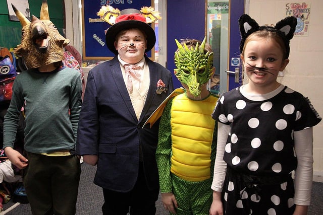 Pupils dressed in animal costumes for World Book Day at Rocks Park Primary School