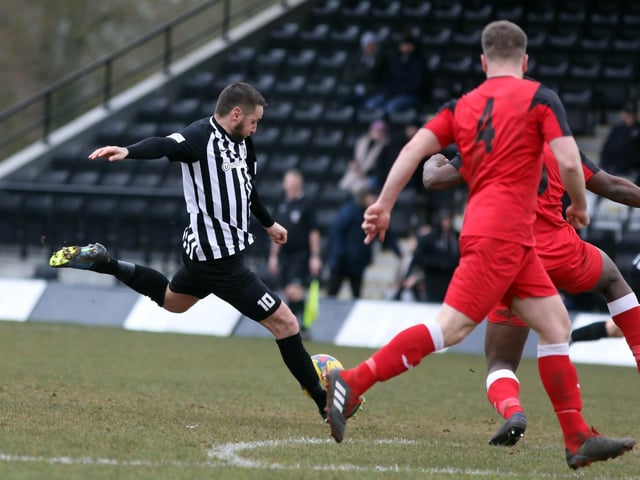 The day belonged to Steve Diggin, pictured scoring one of his four goals