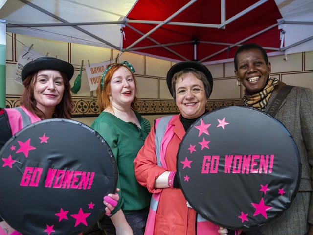 Katie Paton, Tamsyn Payne, April Pardoe with Pauline Woodhouse from Masque Theatre