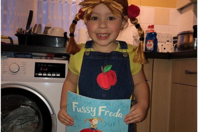 Winnie, aged 5, as Fussy Freda