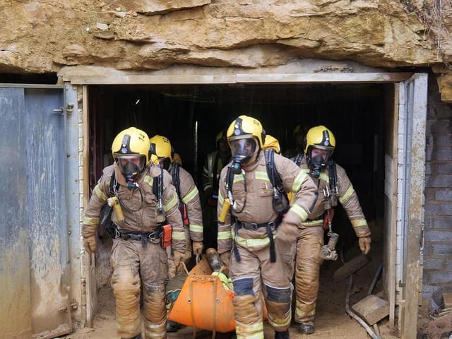 Firefighters taking part in the training exercise