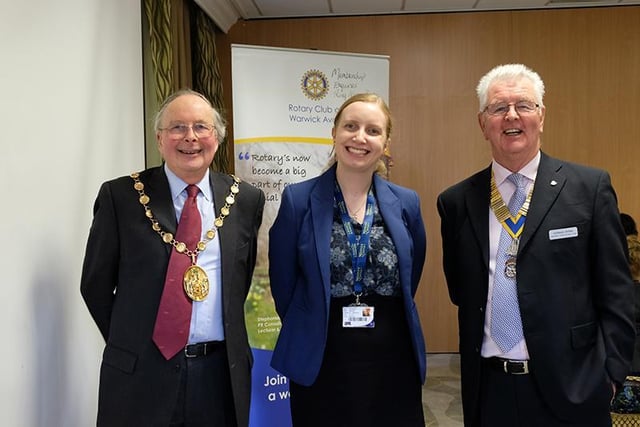 Cllr George Illingworth, chairman of Warwick District Council, Sarah Brown marketing manager at Warwick Castle and Norman Byrne, President of the Rotary Club of Warwick Avon. Photo by Sarah Hill at Gecko Photography.