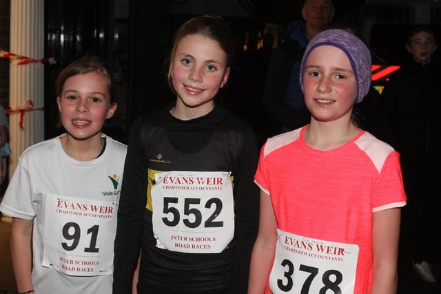 Year 6 girls. Poppy Taylor 1st, centre, Maddison Songhurst 2nd and Grace Haworth 3rd