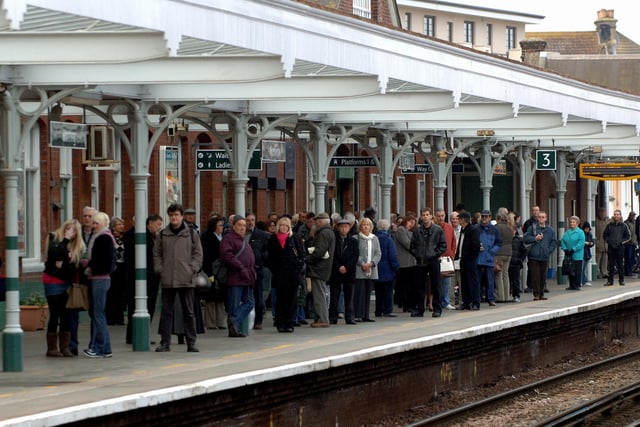 Crowds gather at Worthing station to see the locomotive Picture: Stephen Goodger