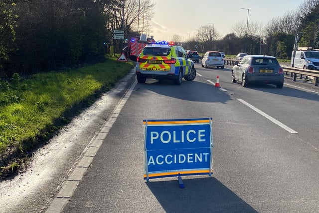 Part of the A27 is closed due to an accident