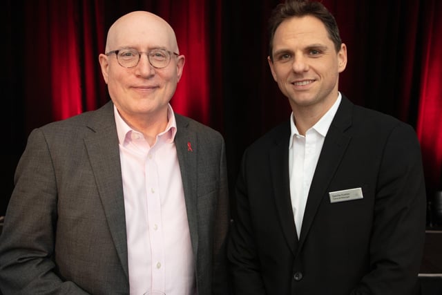 Executive director of Sussex Beacon Bill Puddicombe with Sascha Koehler, general manager of the Hilton Brighton Metropole
