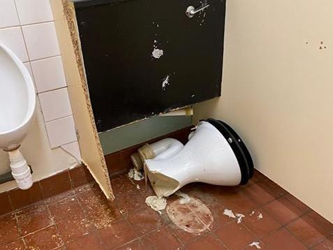 A broken toilet at Stantonbury International School