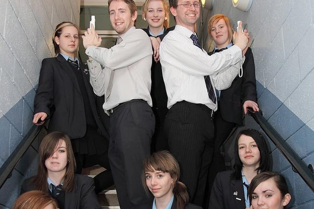St Clement’s College of Skegness utilised the Nintendo Wii in its fundraising efforts. Science teachers Stephen Kent, left, and Lawrie Roberts, are pictured with Year 10 pupils.
