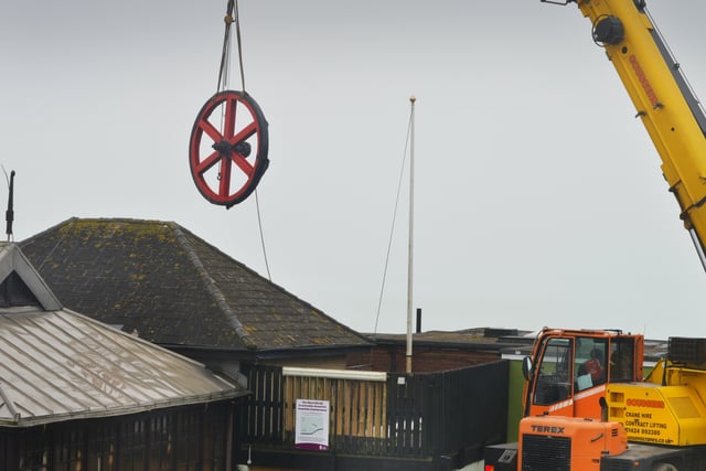 Wheel replacement for the West Hill funicular railway being delivered. SUS-200319-103039001