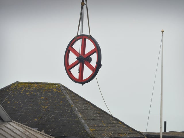 Wheel replacement for the West Hill funicular railway being delivered. SUS-200319-103026001