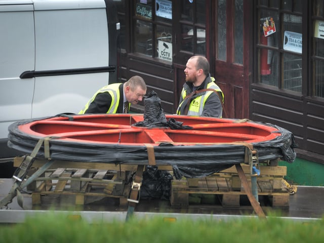 Wheel replacement for the West Hill funicular railway being delivered. SUS-200319-102920001