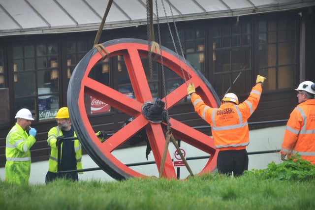 Wheel replacement for the West Hill funicular railway being delivered. SUS-200319-103105001
