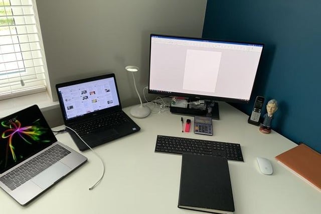 Ally Farquhar tweeted: "Been working from home for years so used to it and have a nice set up. Tidy desk tidy mind !"